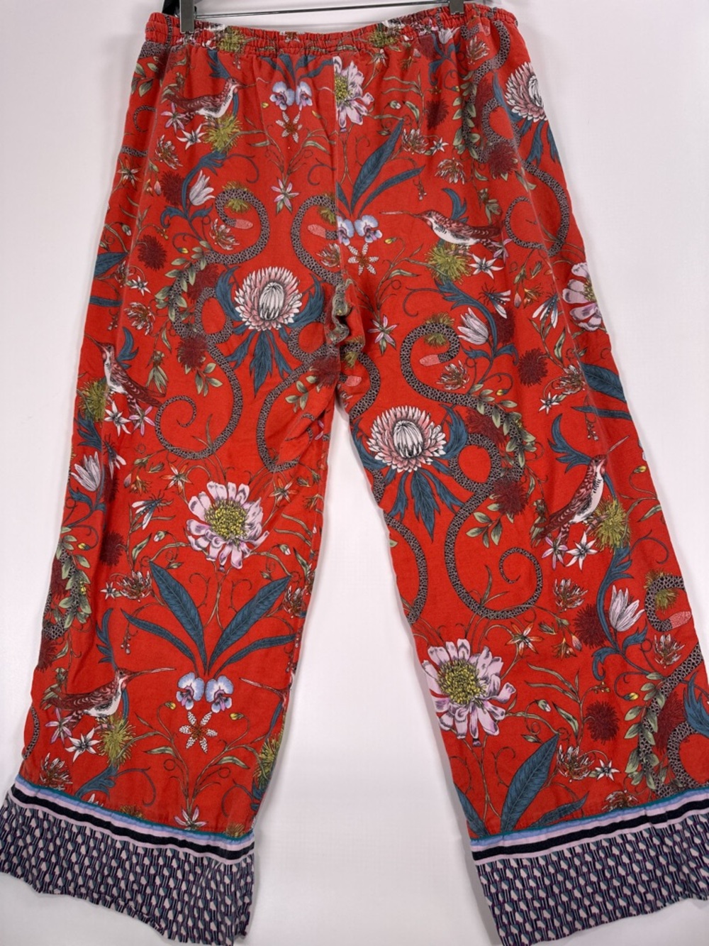 Anthropologie Victoria Garcia Pajama Set Wide Leg Floral Bird Red 1X - Picture 7 of 12